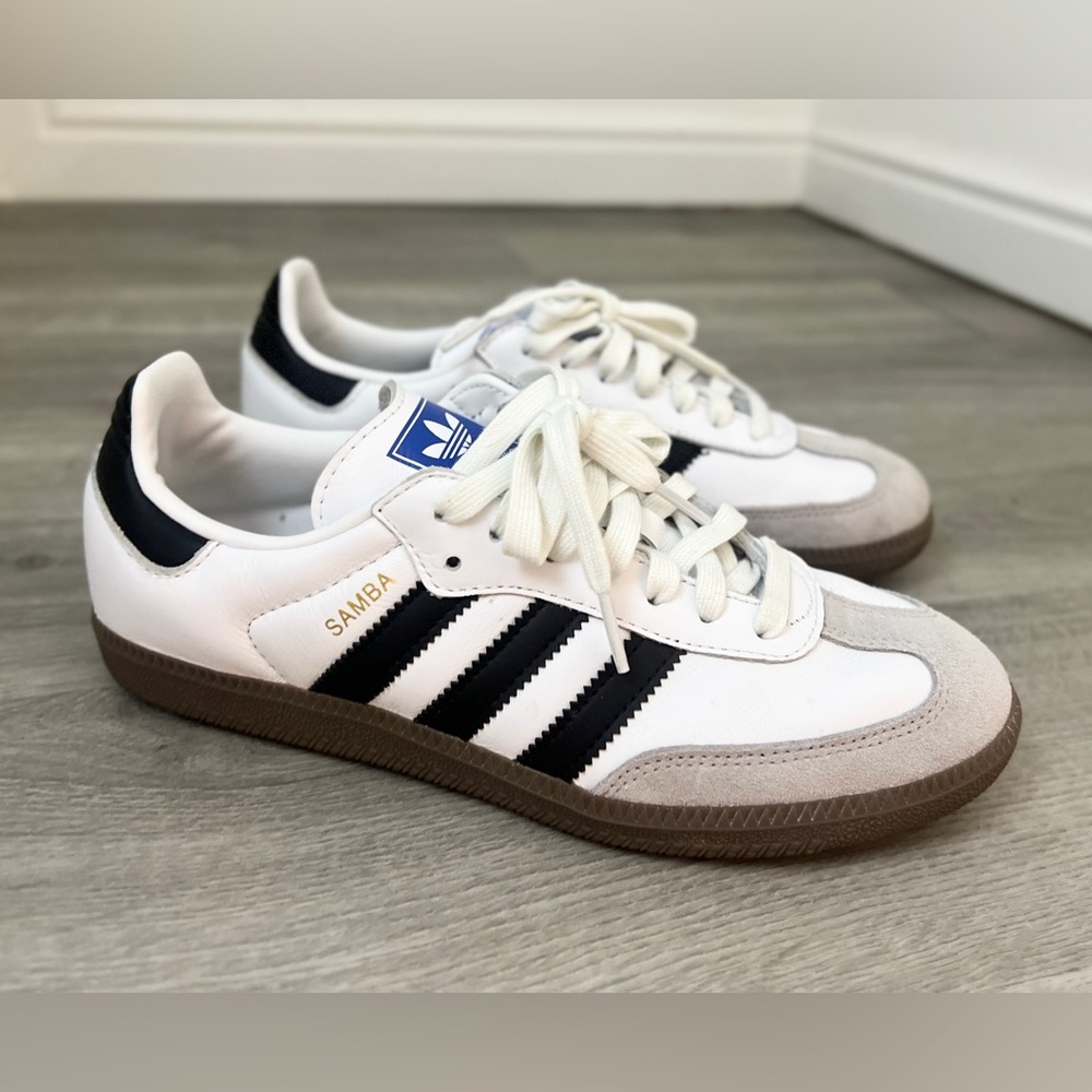 Adidas Samba OG shoes, Unisex/Men 7/Women 8, White & Black